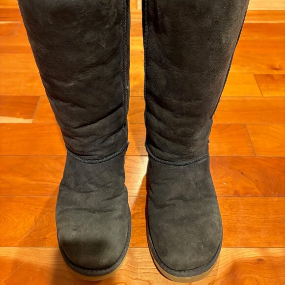 UGG Australia Classic Tall Navy Suede Boots Sheepskin Women's 8 Style 5815 - Picture 4 of 12